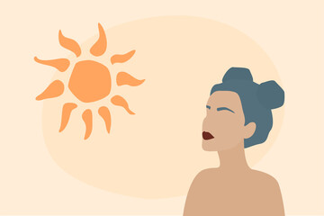 Abstract young girl portrait. Graphic woman background for art gallary poster, woman party flyer, feminism conceptual card, web banner, t shirt print, birthday gift card etc.