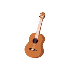 Obraz premium Classic acoustic wooden guitar with strings a vector isolated illustration