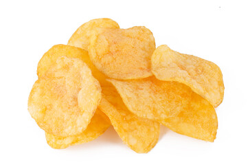 Tasty Potato chips isolated on white background