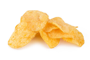 Tasty Potato chips isolated on white background