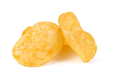 Tasty Potato chips isolated on white background