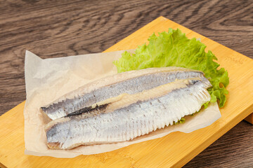 Herring fillet with salad leaves