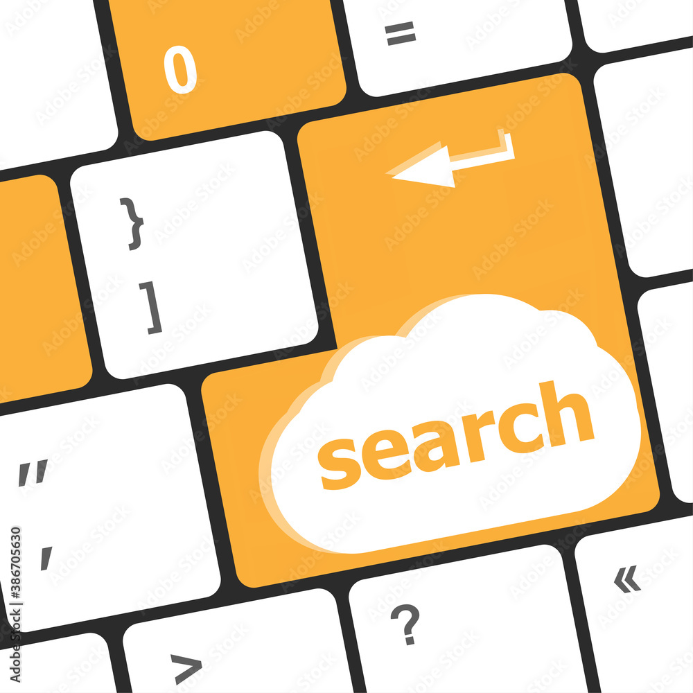 Poster computer keyboard key with search enter button