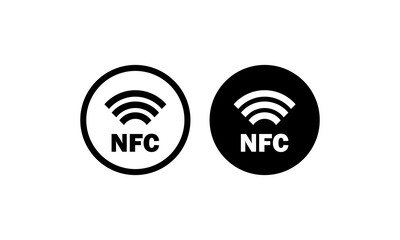 NFC payment icon in black. Contactless pay. Vector on isolated white background. EPS 10