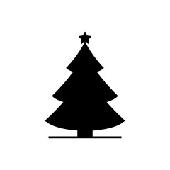 Fototapeta premium Christmas tree with star icon in black. Vector on isolated white background. EPS 10