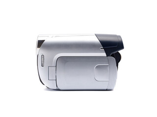 Digital video camcorder isolated on white background.