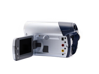 Digital video camcorder isolated on white background.