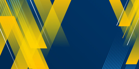 Blue yellow abstract background with light lines and geometric diagonal stripes