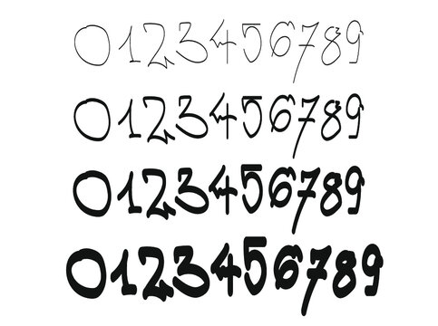 Numeros con estilo de graffiti, tipografia en vector, fuente de numeros echos al estilo mas puro del graffiti y de la calle. 4 versiones distintas en un mismo archivo creado por Vlad Pop 