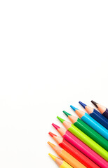 Colorful wooden pencils, isolated on white background