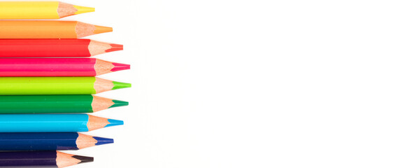 Colorful wooden pencils, isolated on white background