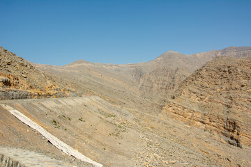 Jebel Jais mountain of the North-Western Hajar range near the city of Ras Al Khaimah, United Arab Emirates.