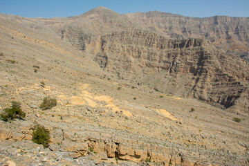 Jebel Jais mountain of the North-Western Hajar range near the city of Ras Al Khaimah, United Arab Emirates.