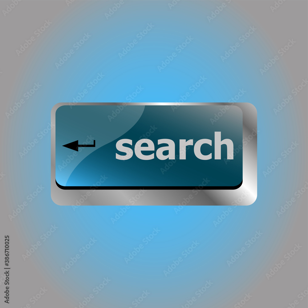 Poster computer keyboard key with search enter button