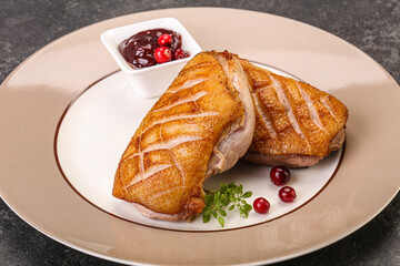 Roasted duck breast with sauce