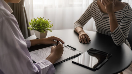 Psychiatrist or professional psychologist consulting on diagnostic examination disease or mental...