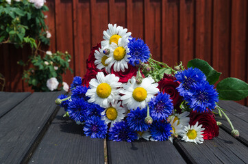 Summer flowers close up on a table