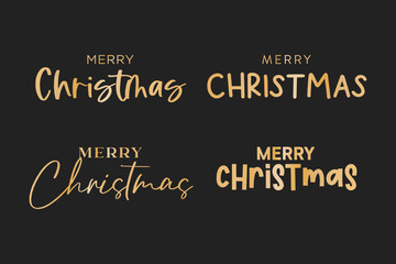 Merry Christmas Set, Christmas Text, Merry Christmas Background, Christmas Holiday Card, Greeting Card, Handwritten Holiday Sign, Gold Vector Holiday Text Isolated Illustration