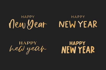 Happy New Year Text, New Year Background, Happy New Year Holiday Text, Vector Holiday Text Isolated Illustration
