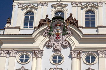 Fototapeta na wymiar Coat of arms on the Archbishop's Palace. Prague
