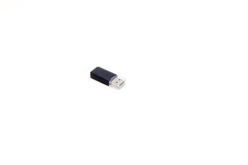 usb adapter for SD cards on white background