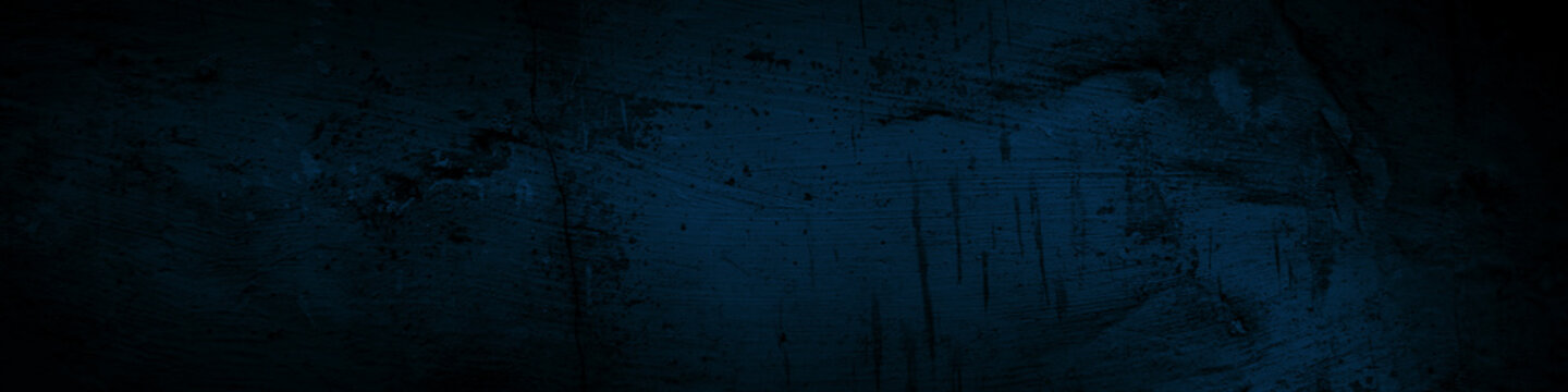 Dark background grunge texture design with distressed dark blue rust pattern, paint splatter, broken cracks and stain