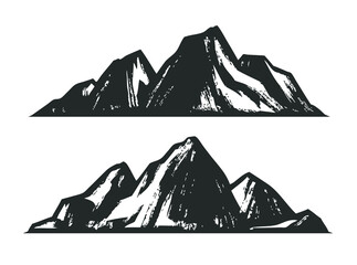 Mountains sketch. Mountaineering vintage vector illustration
