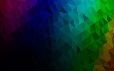 Dark Multicolor, Rainbow vector polygon abstract background.