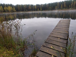 lake, water, nature, landscape, sky, reflection, forest, pond, blue, tree, pier, calm, trees, autumn, river, clouds, scenery, summer, green, wood, jetty, spring, grass, tranquil, wooden