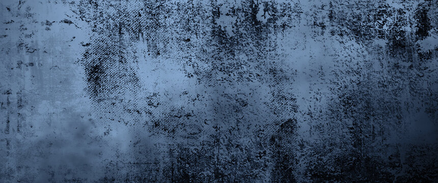 Blue exture of scratches, chips, scuffs, dirt on old aged surface . Old film effect overlays for space or text. Stock illustration.