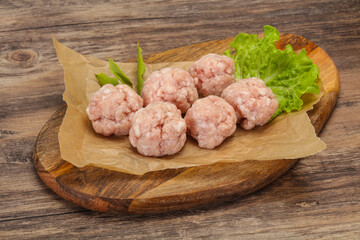 Homemade raw pork minced meatball for cooking