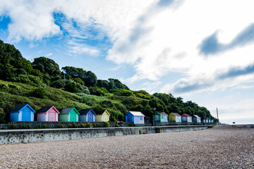 beach huts on the coast