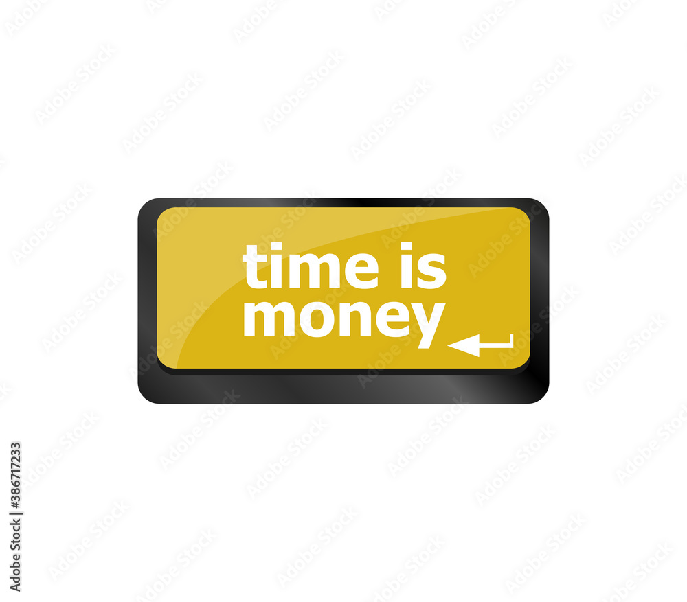 Aufkleber time concept. computer keyboard with text time is money