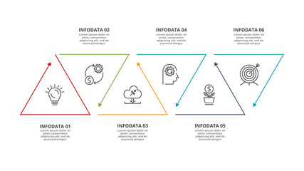 Business data visualization. Process chart. Elements of graph, diagram with 6 steps, options, parts or processes.