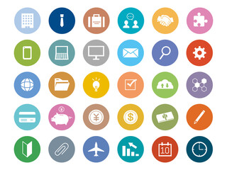 ビジネス　金融　アイコン　セット　ボタン　カラフル