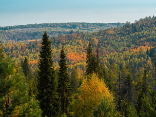Beautiful landscape view of Stone Hill park at the fall time with forest in vibrant colours.