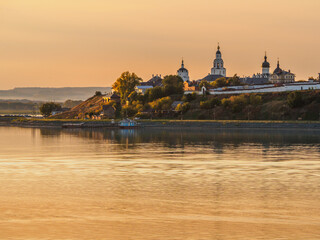 Fototapeta na wymiar Fabulous town-island Sviyazhsk at sunset, Tatarstan, Russia.