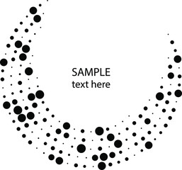 Black curvy concentric halftone dotted stripes. Geometric art. Trendy design element for frame, logo, tattoo, sign, symbol, web, prints, posters, template, pattern and abstract background