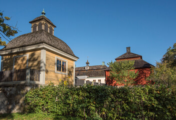 Obraz premium Old mansion houses in a park in Stockholm. 2020-10