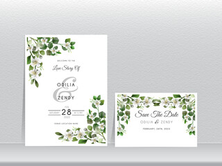 wedding invitation cards with greenery eucalyptus leaves