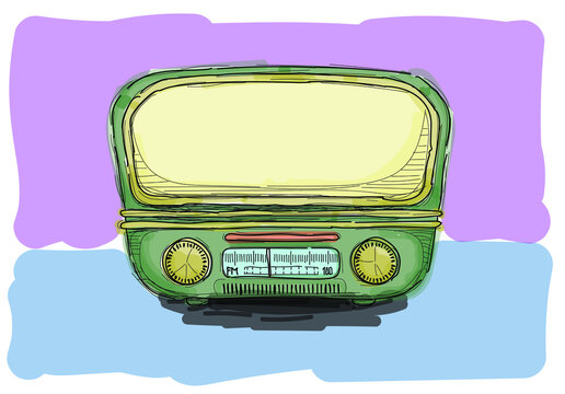 Radio vieja, vintage o retro, ilustración colorida en vector, dibujo de radio 