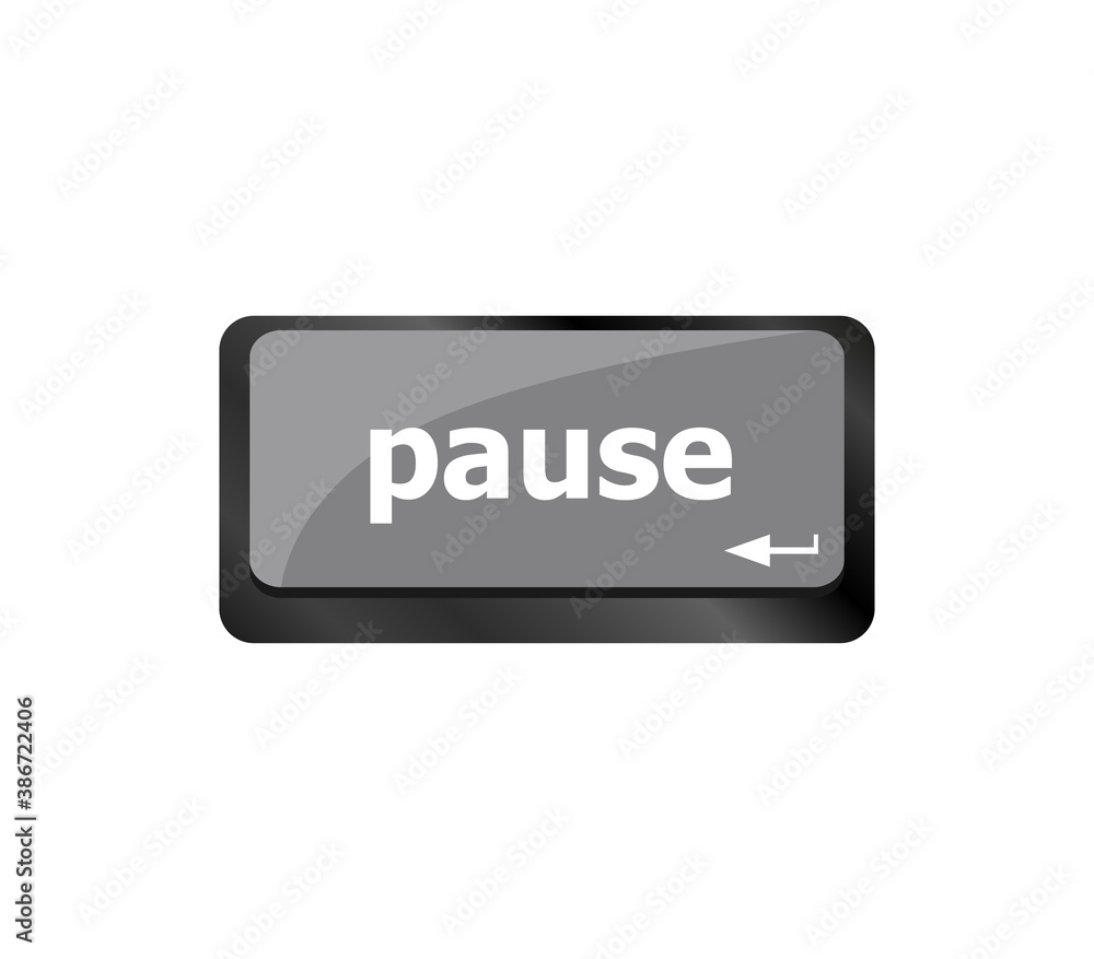Poster computer keyboard with pause key - business concept