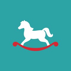 Horse toy icon. Kids wooden toy. Pony cartoon sign .
