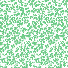 Simple botanical background. Nature ornament. Seamless pattern made of plain flower buds. Glade of small modest daisies. Trendy flat illustration. Fashion, textile and fabric application.