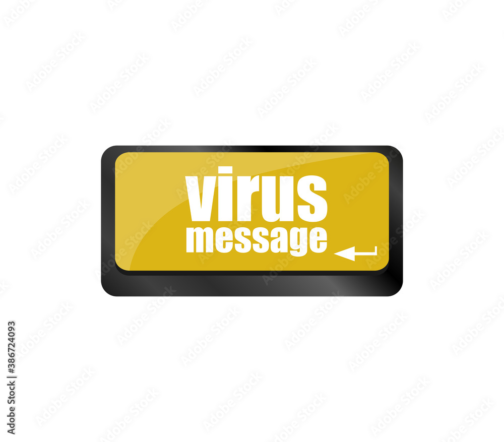 Poster computer keyboard with virus message key