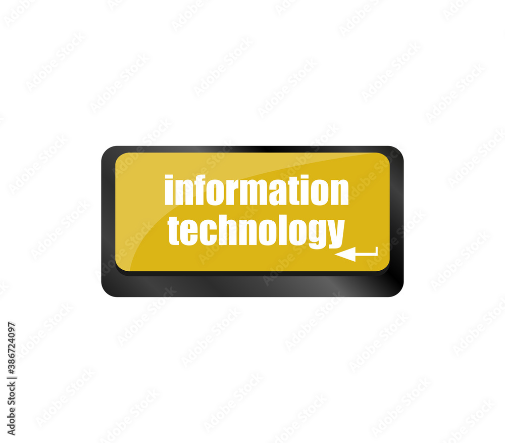 Poster data concept. computer keyboard with word information technology on enter button background