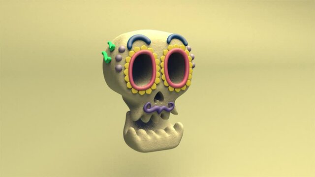 Tradici&oacute;n mexicana, catrina animada en 3D. Ilustraci&oacute;n 3D.