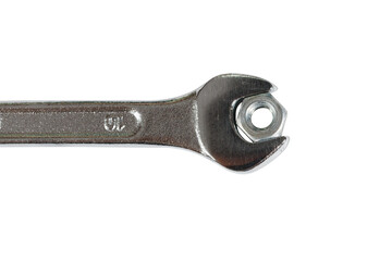 spanner No. 10 with nut isolated on white background