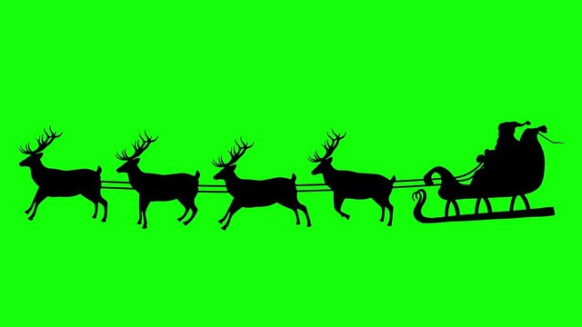 Animated Silhouette Santa's Sleigh on Green Screen