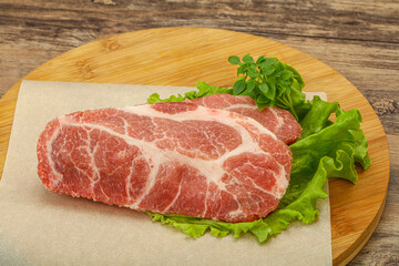 Raw pork meat neck steack